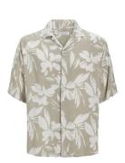 Jjejeff Aop Resort Shirt Ss Sn Tops Shirts Short-sleeved Green Jack & J S