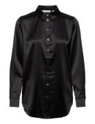 Onlvictoria Ls Loose Satin Shirt Nooswvn Tops Shirts Long-sleeved Black ONLY