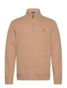 Double-Knit Mesh Quarter-Zip Pullover Tops Knitwear Half Zip Jumpers Beige Polo Ralph Lauren