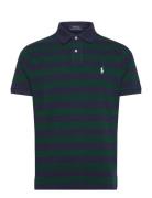 Custom Slim Fit Striped Mesh Polo Shirt Tops Polos Short-sleeved Navy Polo Ralph Lauren