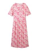 Printed Dress With Belt Knælang Kjole Pink Tom Tailor