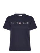 Reg Printed Graphic T-Shirt Tops T-shirts & Tops Short-sleeved Navy GANT