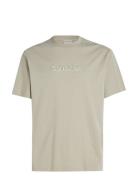 Shadow Embossed Logo T-Shirt Tops T-Kortærmet Skjorte Beige Calvin Klein