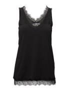 Rwbillie Sl Lace V-Neck Top Tops T-shirts & Tops Sleeveless Black Rosemunde