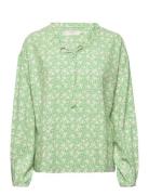 Crvimma Blouse Tops Blouses Long-sleeved Green Cream