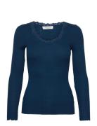 Rwbabette Ls U-Neck Lace T-Shirt Tops T-shirts & Tops Long-sleeved Blue Rosemunde