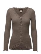 Rwbabette Ls V-Neck Regular Lace Ca Tops Knitwear Cardigans Beige Rosemunde