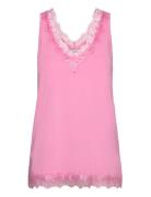 Rwbillie Sl Lace V-Neck Top Tops T-shirts & Tops Sleeveless Pink Rosemunde