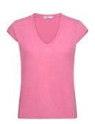 Cc Heart Basic V-Neck T-Shirt Tops T-shirts & Tops Short-sleeved Pink Coster Copenhagen