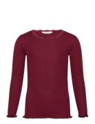 Rkbeatha Ls Lace Top Tops T-shirts Long-sleeved T-Skjorte Burgundy Rosemunde Kids