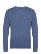 Cable-Knit Cotton Sweater Designers Knitwear Round Necks Blue Polo Ralph Lauren