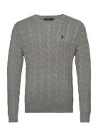 Cable-Knit Cotton Sweater Designers Knitwear Round Necks Grey Polo Ralph Lauren