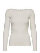 Organic T-Shirt W/Lace Tops T-shirts & Tops Long-sleeved White Rosemunde