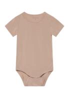 Body Ss - Bamboo Bodies Short-sleeved Beige Minymo