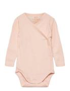 Baby Rib Jersey Body Crossover W. Longsleeve Bodies Wrap Bodies Pink Copenhagen Colors