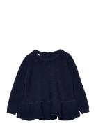 Knitted Pullover W. Frill Tops Knitwear Pullovers Navy Copenhagen Colors