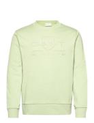 Reg Tonal Shield Cneck Sweat Tops Sweatshirts & Hoodies Sweatshirts Green GANT