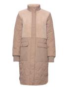 Hollie W Long Quilted Jacket Quiltet Jakke Beige Weather Report
