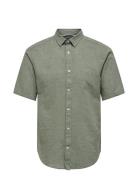 Onscaiden Ss Solid Linen Shirt Noos Tops Shirts Short-sleeved Green ONLY & SONS