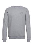 Small Owl Chest Print Sweat - Gots/ Tops Sweatshirts & Hoodies Sweatshirts Grey Knowledge Cotton Apparel