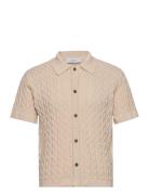 Garrett Knitted Ss Shirt Tops Knitwear Short Sleeve Knitted Polos Cream Les Deux