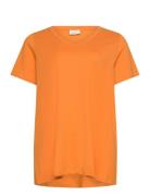 Carbonnie Life S/S V-Neck A-Shape Tee Tops T-shirts & Tops Short-sleeved Orange ONLY Carmakoma