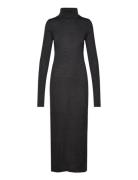 Wool-Blend Jersey Roll Neck Midi Dress Knælang Kjole Black Polo Ralph Lauren