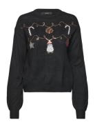 Vmgarland Ls O-Neck Pullover Xmas Tops Knitwear Jumpers Black Vero Moda