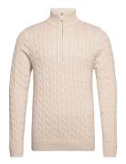 Slhryan Structure Half Zip Tops Knitwear Half Zip Jumpers Cream Selected Homme