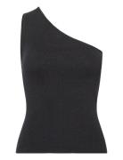 Slflura Lurex Shoulder Knit Top Tops T-shirts & Tops Sleeveless Black Selected Femme