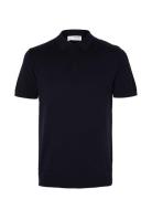 Slhberg Ss Knit Polo Noos Tops Knitwear Short Sleeve Knitted Polos Navy Selected Homme