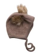 Wool Beanie W. Pom Pom Accessories Headwear Hats Baby Hats Beige Mikk-line