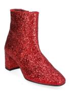 Bootie - Block Heel - With Zippe Shoes Boots Ankle Boots Ankle Boots With Heel Red ANGULUS