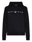 Reg Printed Graphic Hoodie Tops Sweatshirts & Hoodies Hoodies Black GANT