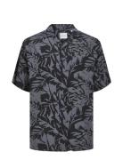 Jjguru Monochrome Aop Resort Shirt Ss Tops Shirts Short-sleeved Grey Jack & J S