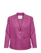Carola-Caro L/S Linen Blazer Tlr Blazers Single Breasted Blazers Pink ONLY Carmakoma