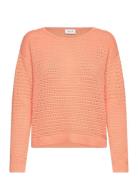 Vibellisina Boatneck L/S Knit Top - Noos Tops Knitwear Jumpers Coral Vila