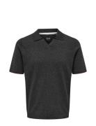 Onsdal Life Reg Ss 14 Resort Polo Knit Tops Knitwear Short Sleeve Knitted Polos Grey ONLY & SONS