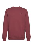 Embroidered Crew Neck Sweatshirt Tops Sweatshirts & Hoodies Sweatshirts Burgundy Lyle & Scott