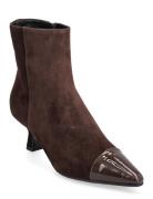 Tip Low Bootie Shoes Boots Ankle Boots Ankle Boots With Heel Brown Apair