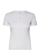 Tjw Slim Essential Rib Ss Ext Tops T-shirts & Tops Short-sleeved Grey Tommy Jeans