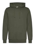 Arvid Basic Hood Badge Sweat - Gots Tops Sweatshirts & Hoodies Hoodies Khaki Green Knowledge Cotton Apparel