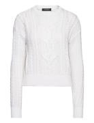 Cable-Knit Cotton Crewneck Sweater Tops Knitwear Jumpers White Lauren Ralph Lauren