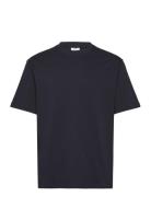 Basic 100% Cotton Relaxed-Fit T-Shirt Tops T-Kortærmet Skjorte Navy Mango