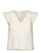 Slfchiara Sl Broderi Top B Tops T-shirts & Tops Short-sleeved Cream Selected Femme