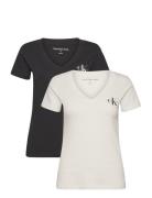 2-Pack Monologo V-Neck Tee Tops T-shirts & Tops Short-sleeved Multi/patterned Calvin Klein Jeans