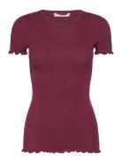 Organic Cotton T-Shirt Tops T-shirts & Tops Short-sleeved Burgundy Rosemunde