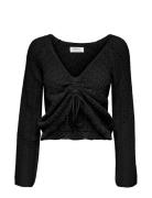 Onlnola Life Ls Ruching Pullover Knt Nca Tops Knitwear Jumpers Black ONLY