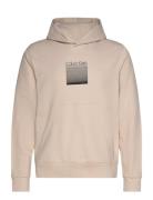 Ombre Embroidered Logo Hoodie Tops Sweatshirts & Hoodies Hoodies Beige Calvin Klein