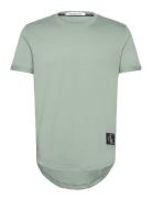 Badge Turn Up Sleeve Tops T-Kortærmet Skjorte Green Calvin Klein Jeans